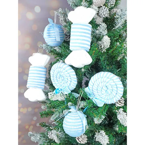 Buy Little Surprise Box 6Pcs Pastel Blue Double Candyland Themed Christmas  Tree Ornaments Online