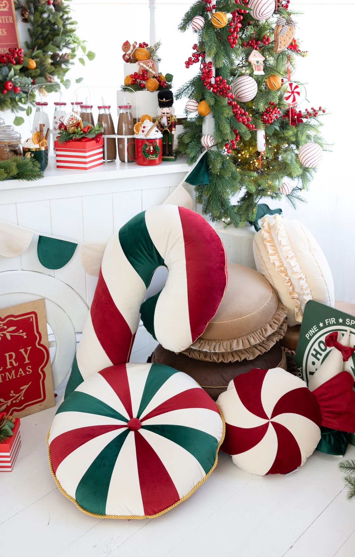 Candy Cane pillow, Big Christmas decorative pillow - Cozy & Dozy