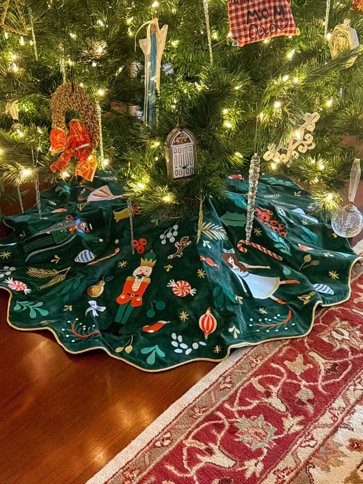 Cardinals Embroidered Christmas Tree Skirt | Rifle Paper Co.