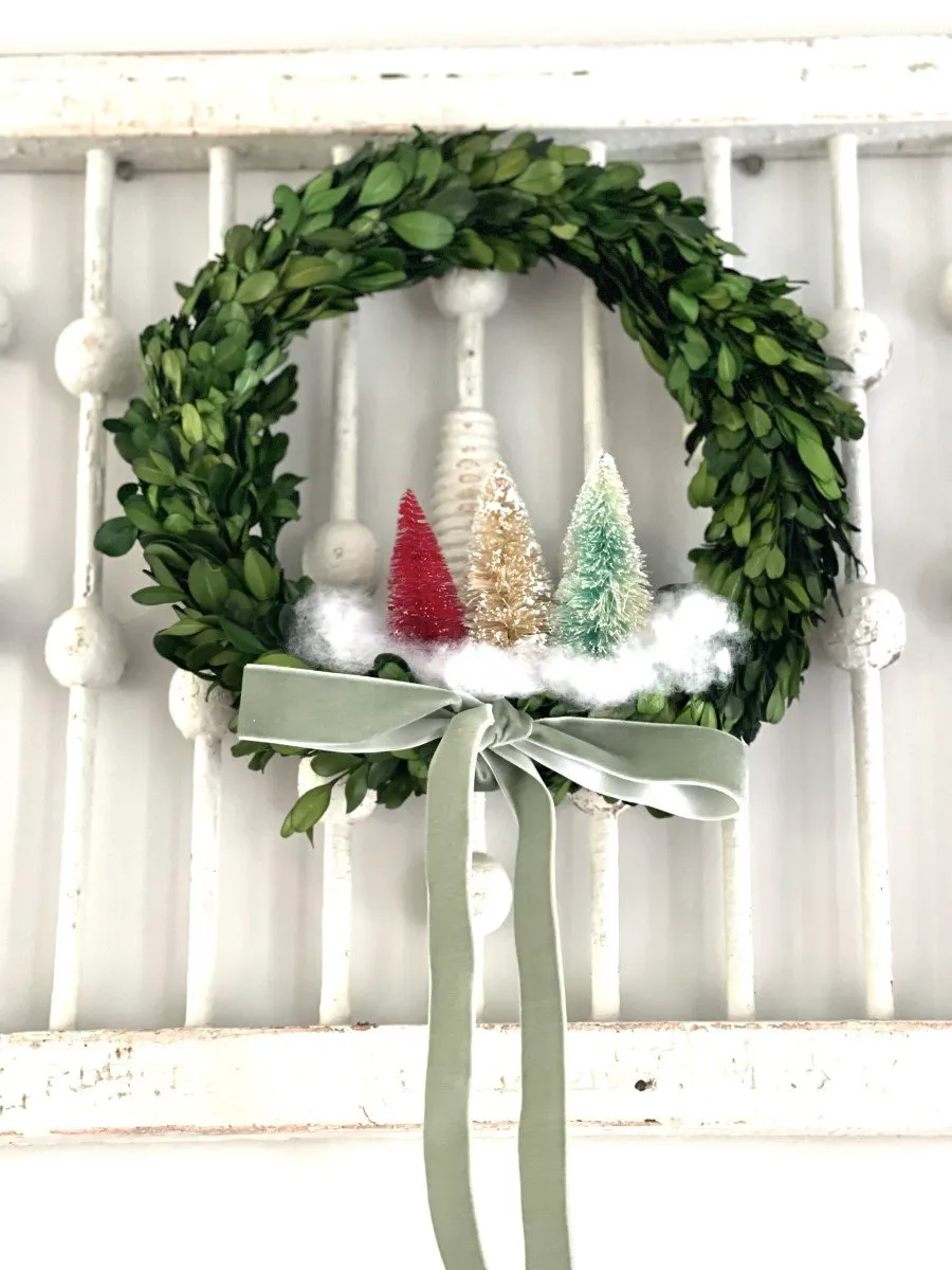 Cheerful and Charming: Bottle Brush Tree Wreath to Brighten Your Winter -  White Lilac Farmhouse