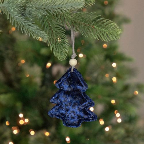 Cheetah Print Velvet Tree Christmas Ornament - 4' - Blue & Black | Christmas