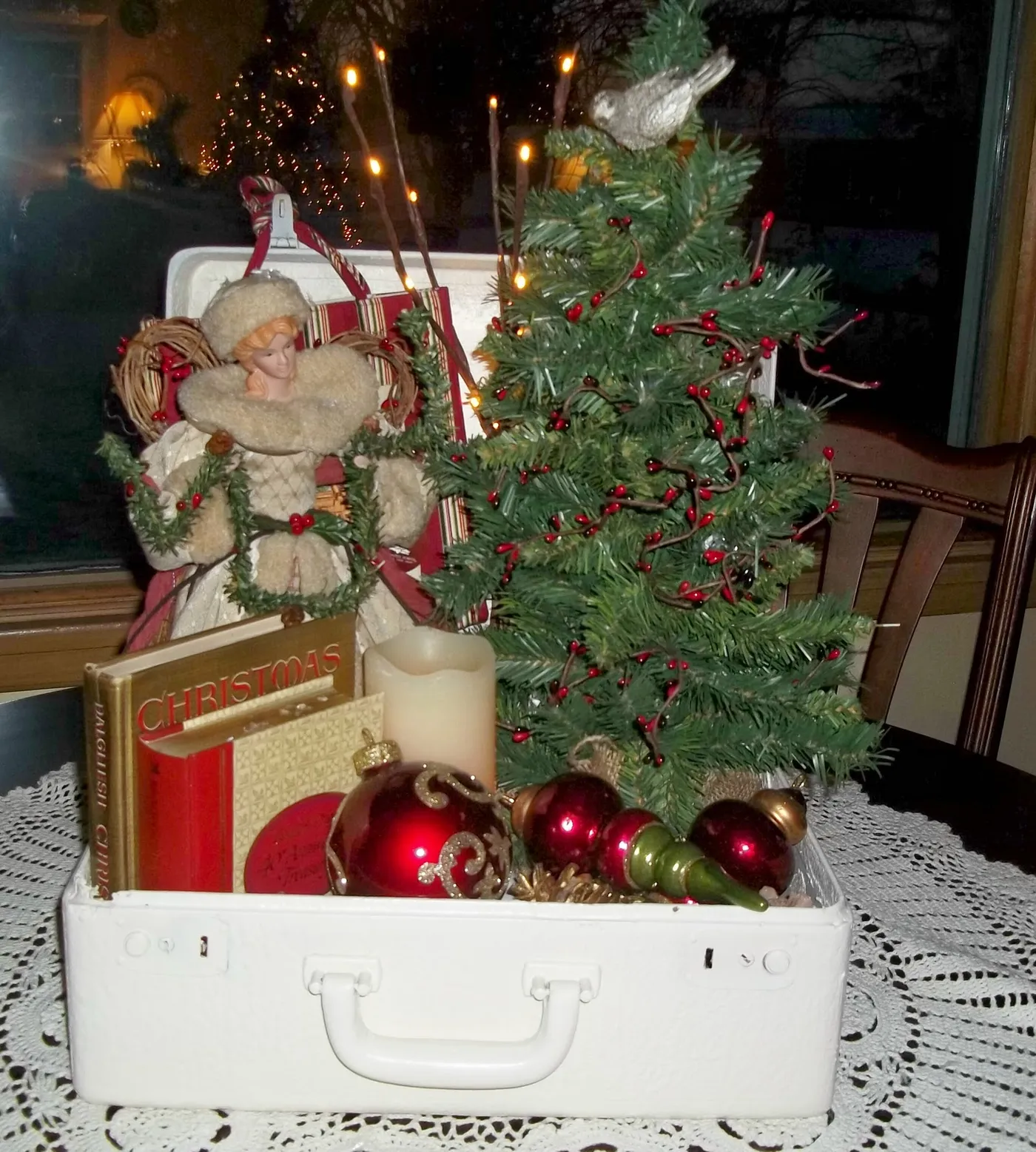 Christmas 2011 Decorating - Suitcase Vignette - Organized Clutter
