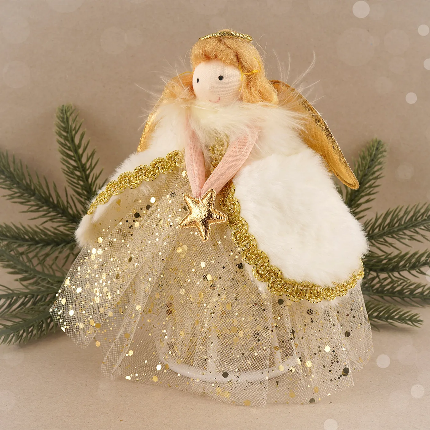 Christmas Angel Decor Christmas Angel Decoration With Tree Lights, Christmas  Angel, Holiday Decor, Tree Lights Background