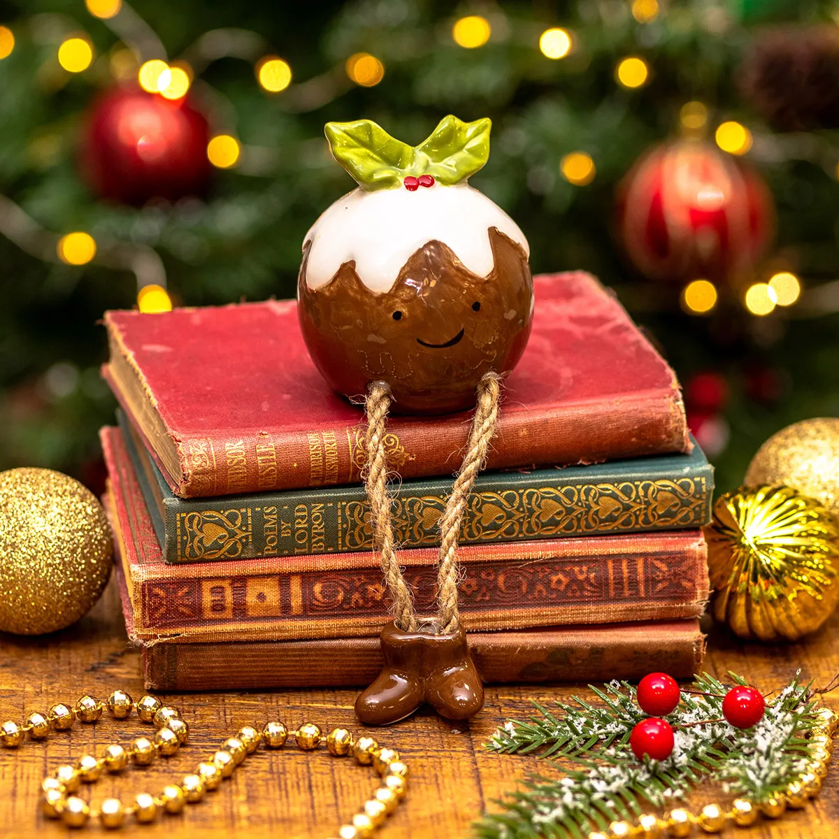 Christmas Decor Holiday Décor Shelf Sitters Ceramic Christmas Pudding Shelf  Sitter Temptation Gifts