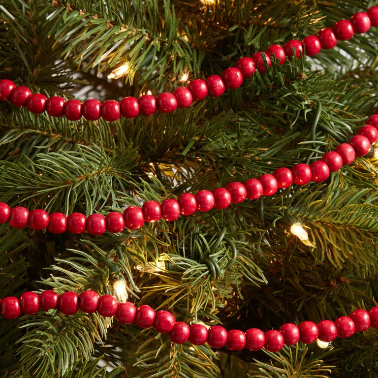 Christmas Decor Red And Gold Beaded Garland Red Wood Bead Cranberry Garland  World Market