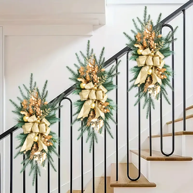 christmas decorations staircase railing decor set festive - Temu
