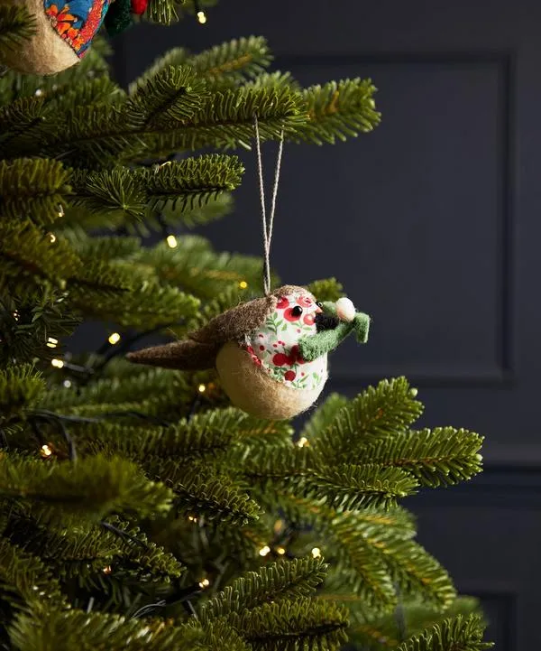 Christmas Hanging Robin with Mistletoe Felt Ornament | Liberty
