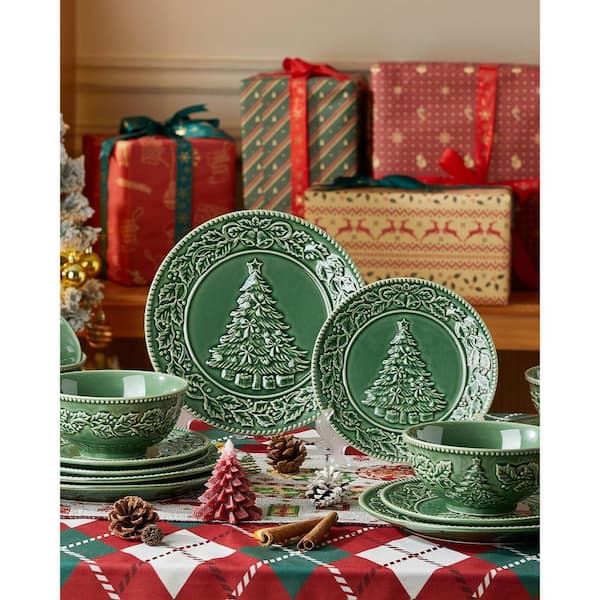 Christmas Plates Set Of Ceramic Christmas Dinnerware, Table Decor Glassware  Pottery Barn