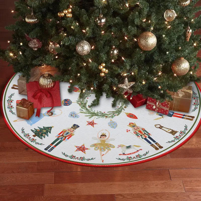 christmas polyester tree skirt decorated a christmas - Temu Bahrain