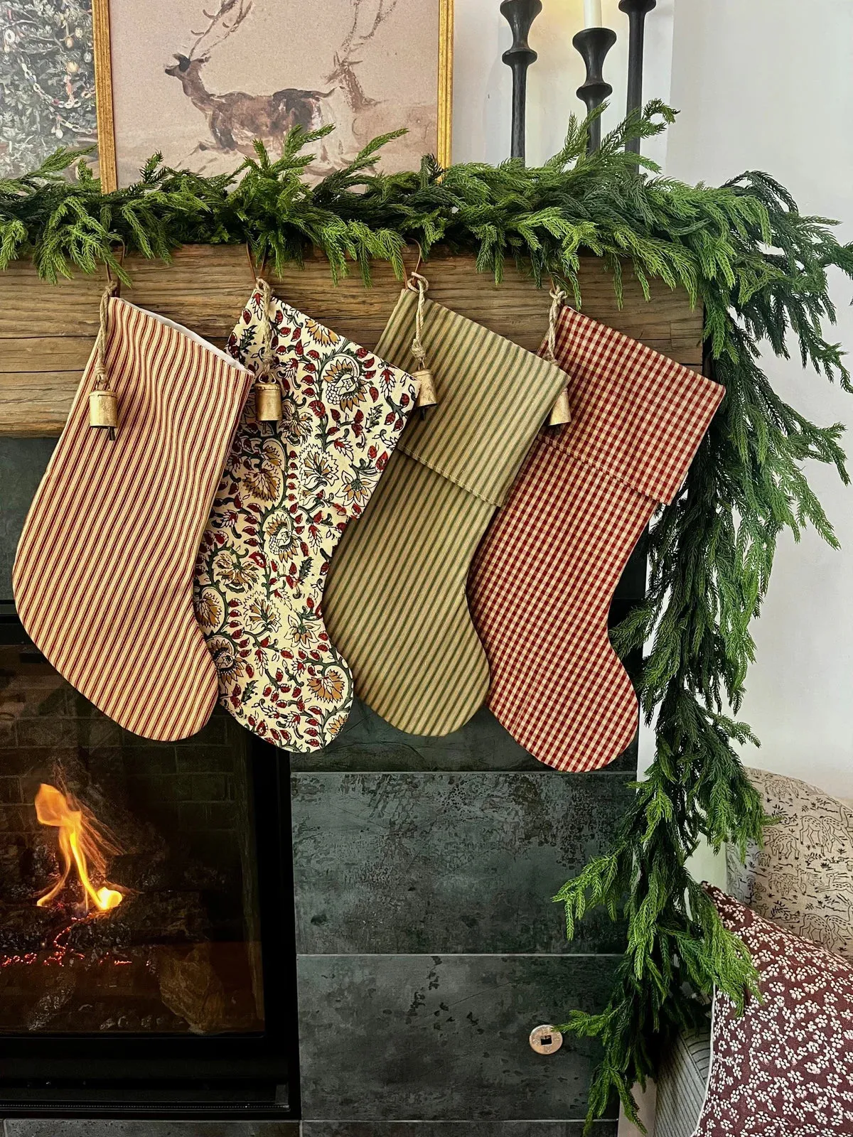 Christmas Stocking 'Fold Over' Red Check Plaid
