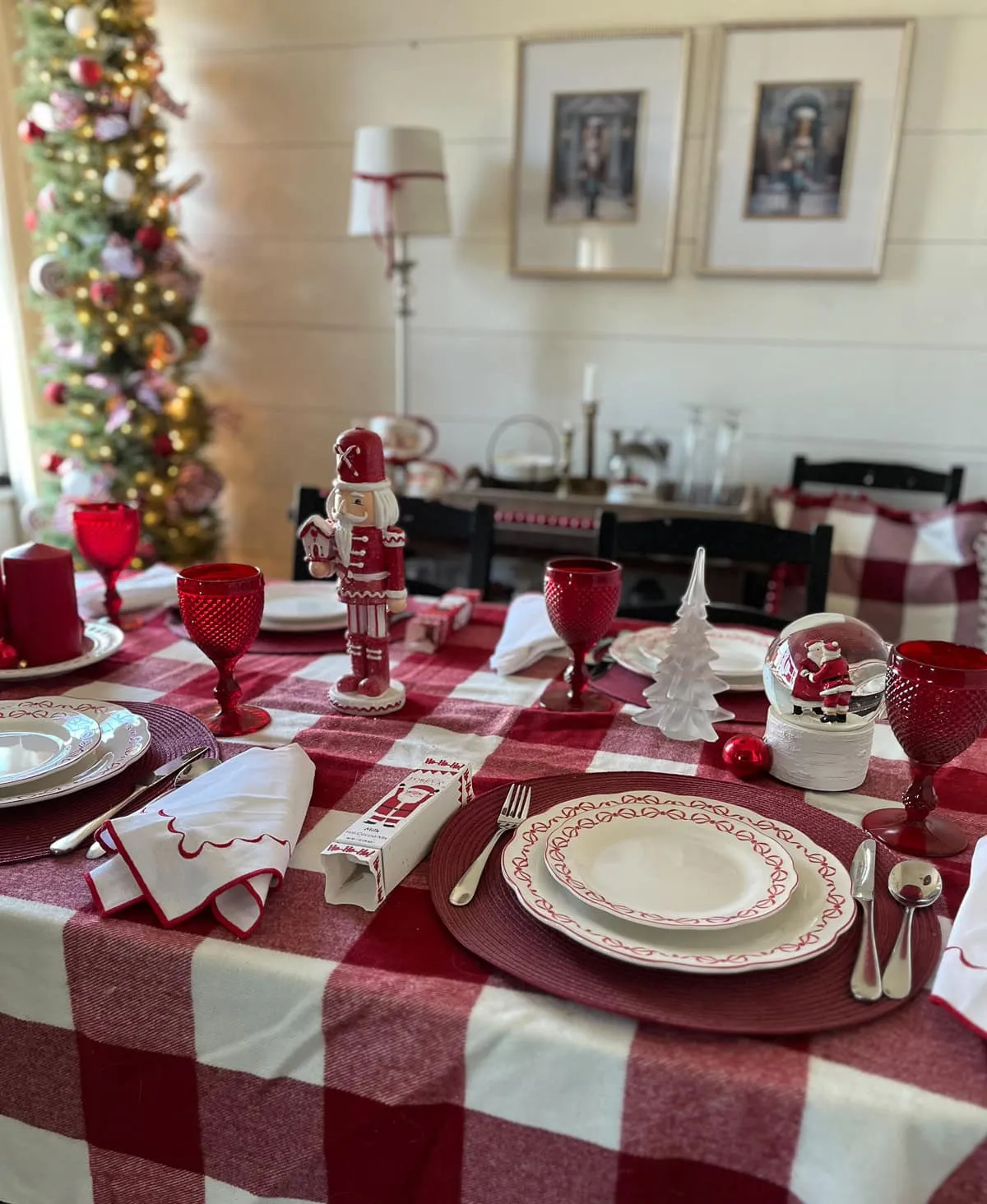 Christmas Table Setting Red And Black Buffalo Plaid Decor Red And Black  Buffalo Plaid Holiday Dinner