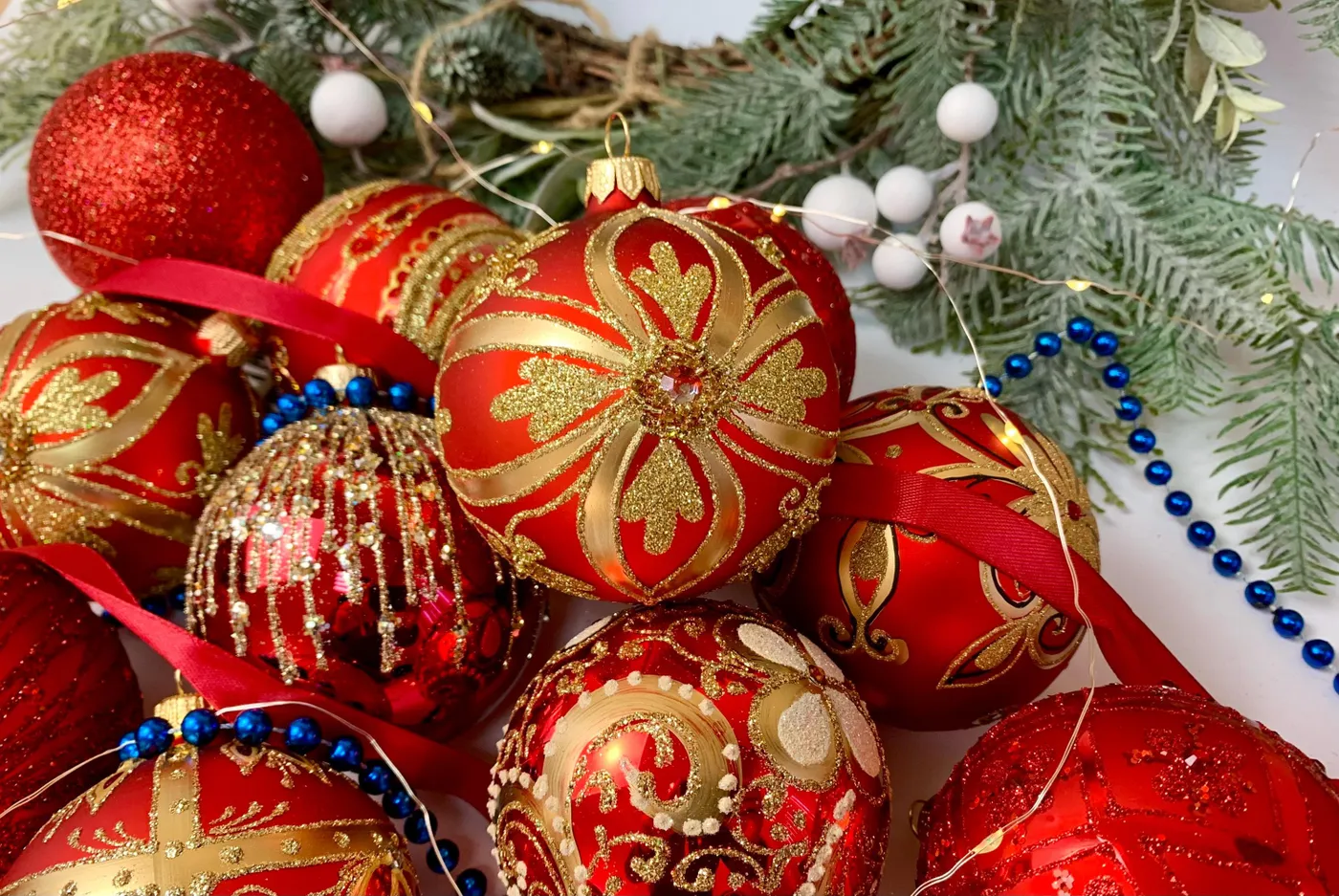 Christmas Tree Decorations Glass Christmas Ornaments Red Glass Christmas  Ornaments Red – Handcrafted Baubles Set – Glitter Luxury Tree Decor –  Elegant Holiday Decoration – Classic Christmas Set