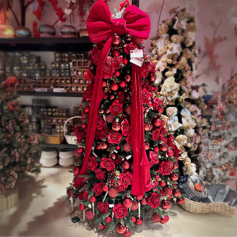 Christmas Tree in deep red tones Red Velvet Elegance 1.8 m - Delivery in  Dubai | Flower Power UAE
