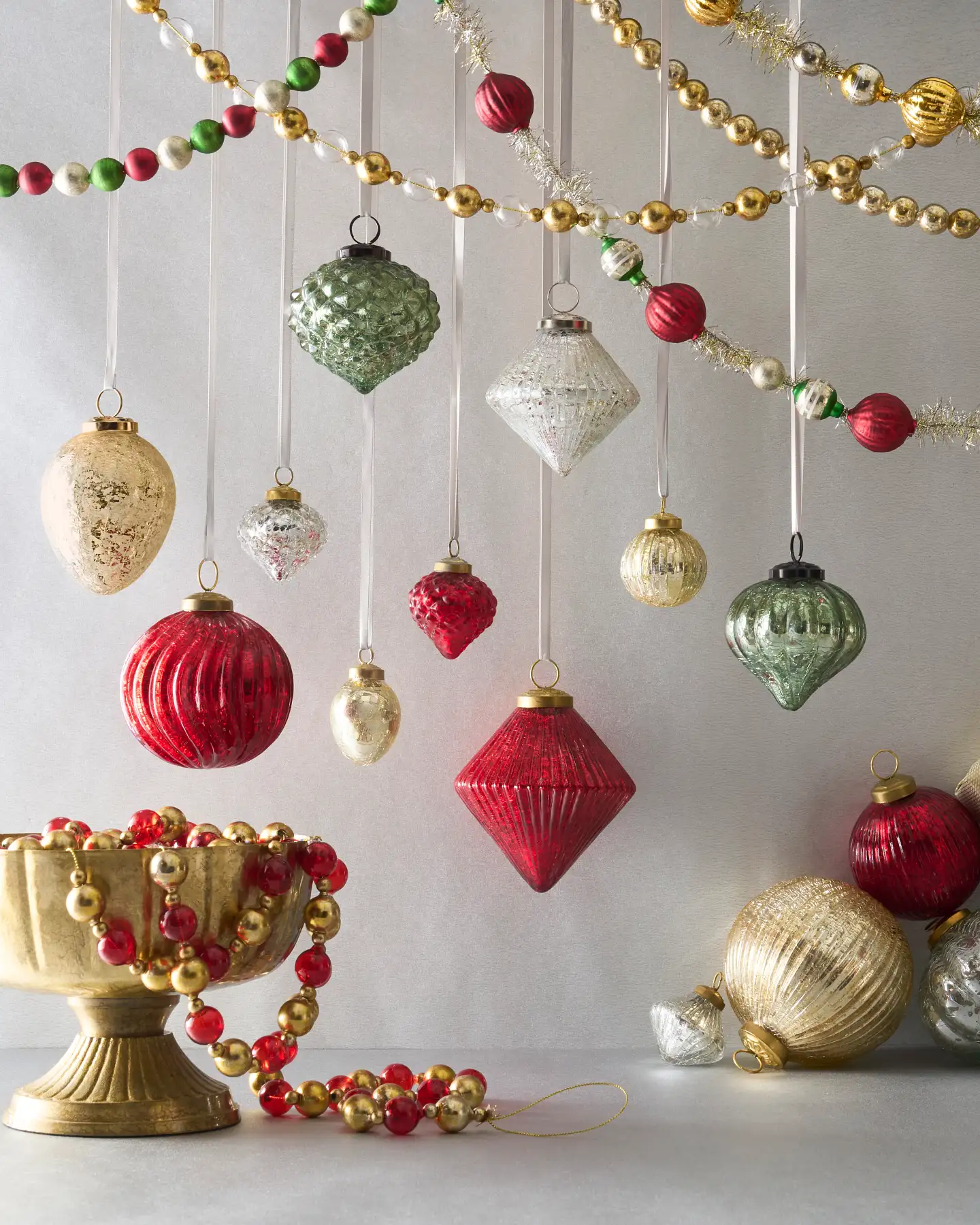 Christmas Tree Vintage Glass Christmas Balls Vintage Glass Ornaments 1940s  1950s Golden Glow
