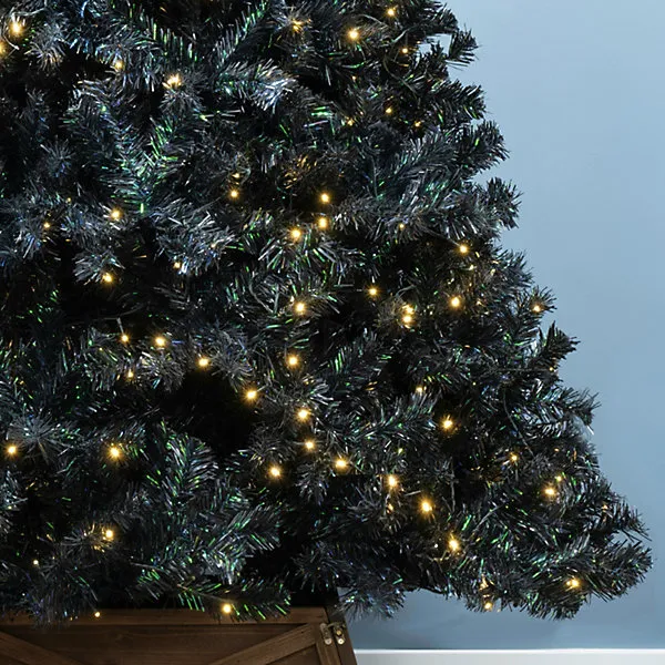 Christmas Tree World The 7ft/210cm Pre-lit Black Iridescence Pine Tree with  Warm White Lights