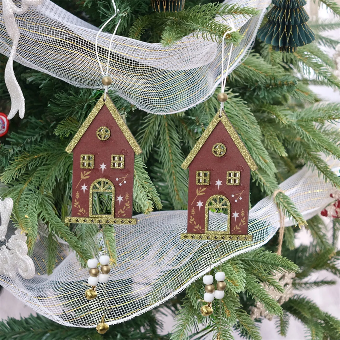 Christmas Wooden House Ornament, Long Hanging Decoration, Handcrafted  Acrylic Material, Festive Home Decor, for Living Room, Workspace Window,  Xmas Tree Accent, Seasonal Home Accents, Red, Ihhxbz - 