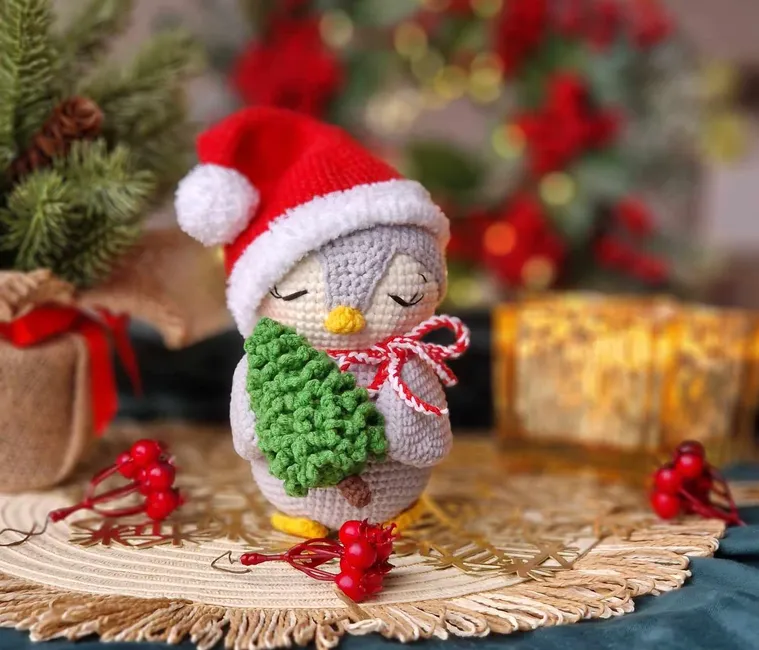 Crochet Christmas penguin with: Crochet pattern | Ribblr