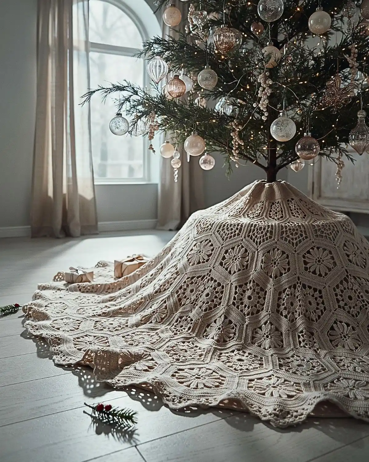 Crochet Lace Tree Skirt Ravelry: Vintage Lace Christmas Tree Skirt Pattern  By Lace N Whimsy