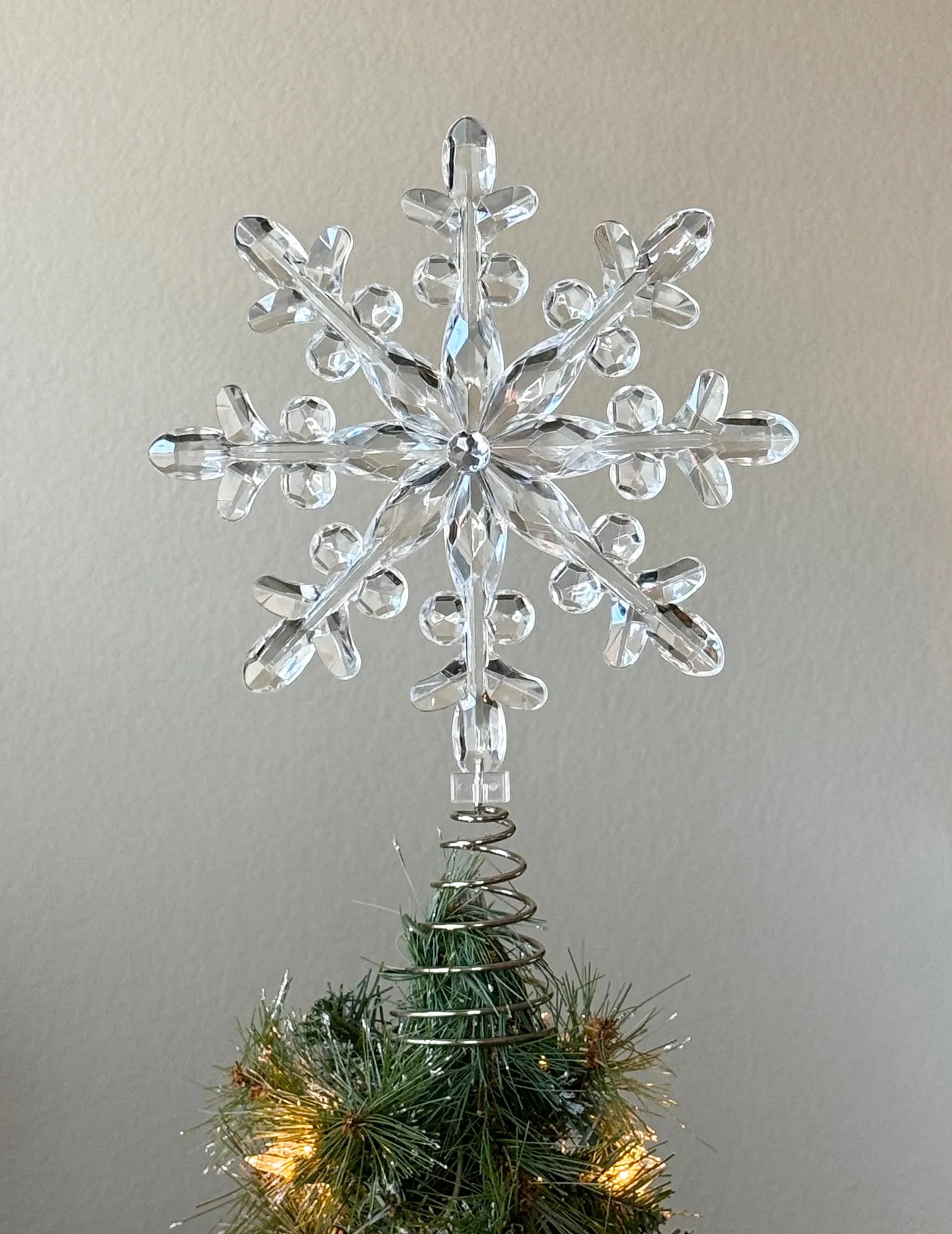 Crystal-Look Snowflake Christmas Tree Topper, 13 Inch, Clear and Silve -  Richards Expo