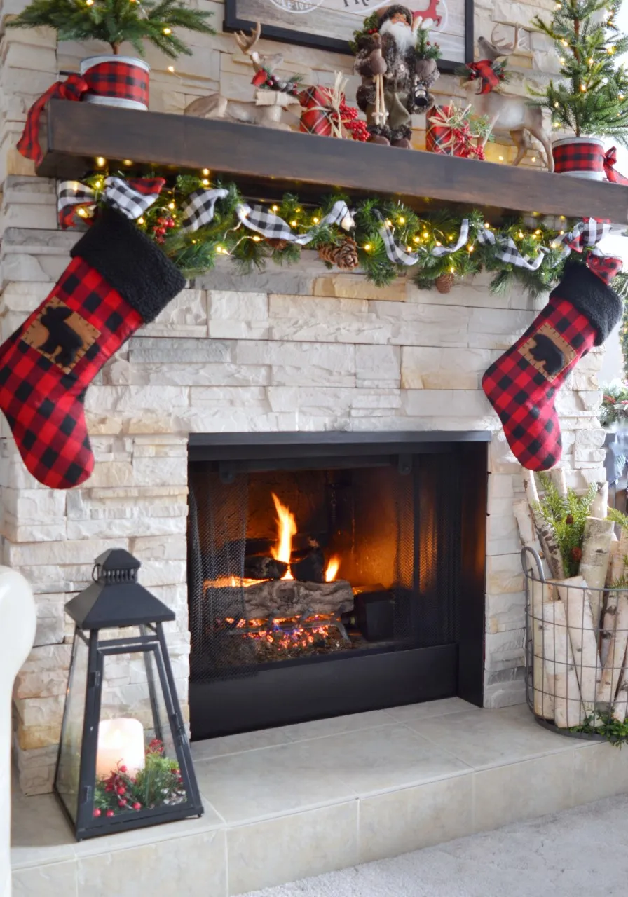 Dining Delight: Christmas Mantel and Fireplace