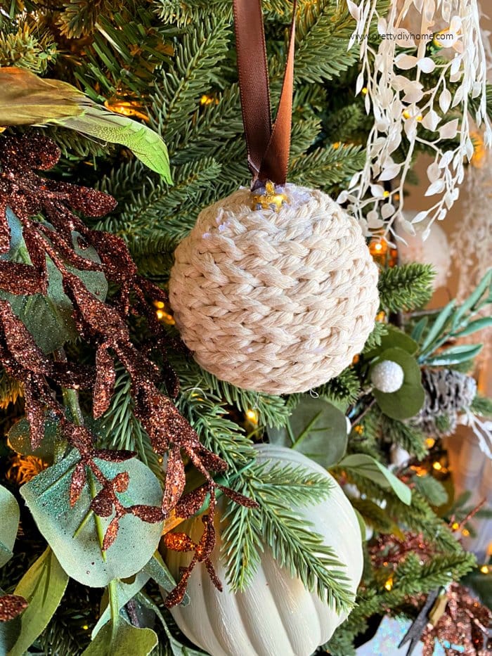 DIY Christmas Balls with Macrame Cord - Pretty DIY Home