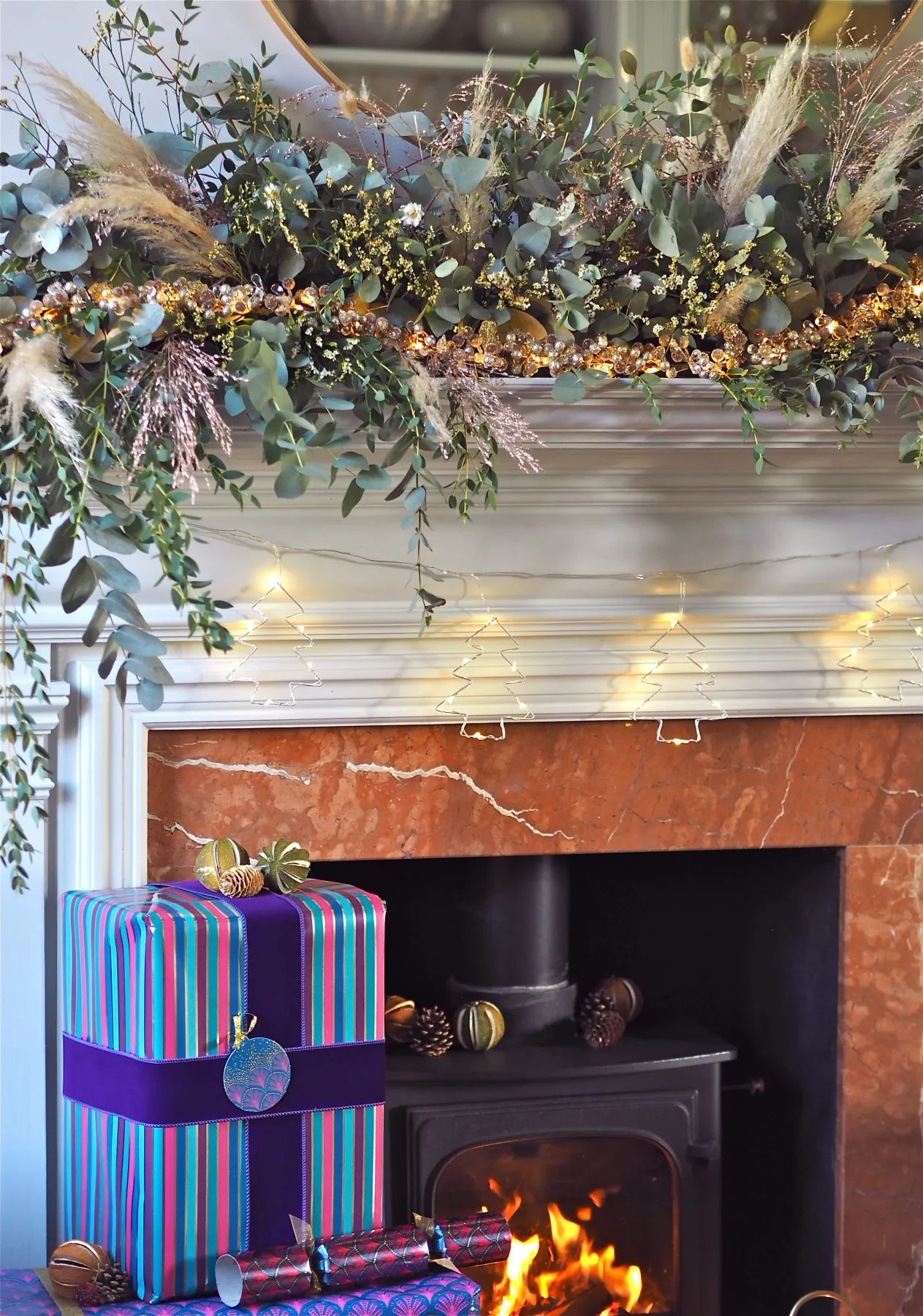 DIY Pampas Grass Christmas Fireplace Garland — MELANIE LISSACK INTERIORS