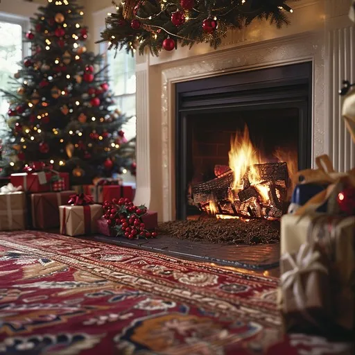 Download Cozy Christmas Fireplace Image - Christmas, Fireplace, Warmth | StockCake