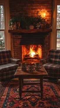 Download Cozy Fireplace Setting Image - Fireplace, Cozy, Room | StockCake