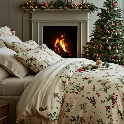 Download Cozy holiday bedroom Image - Holiday, Bedroom, Fireplace | StockCake