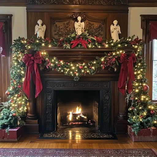 Download Cozy holiday fireplace Image - Fireplace, Christmas, Holiday | StockCake