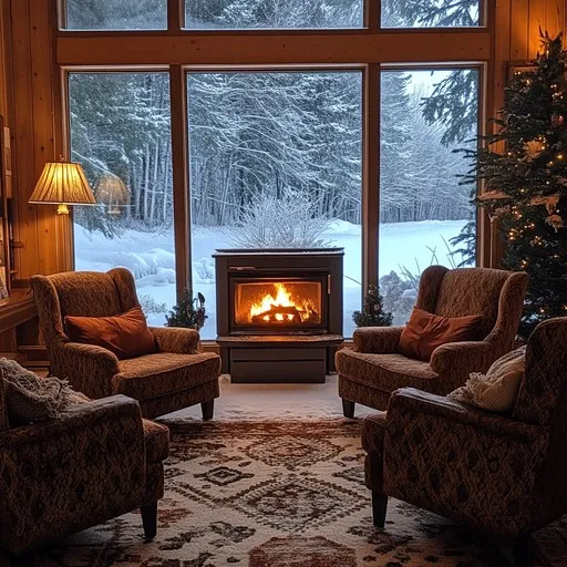 Download Cozy Winter Evening Image - Fireplace, Winter, Snow | StockCake