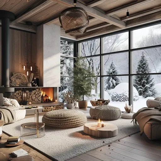 Download Cozy Winter Interior Image - Interior, Winter, Fireplace |  StockCake
