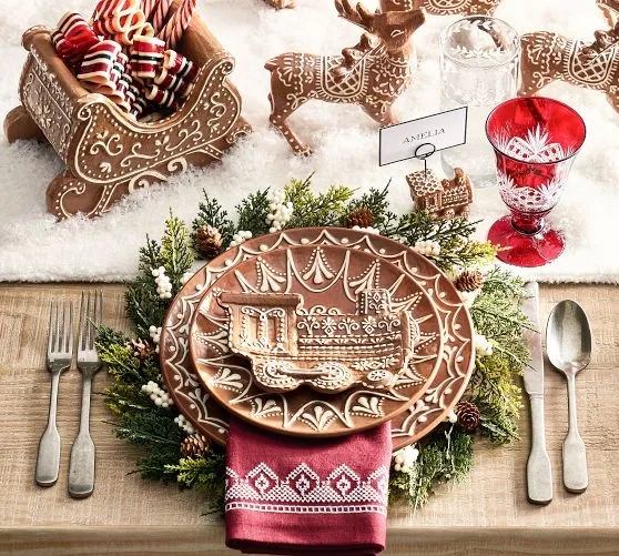 Elegant Christmas Dishes Set Festive Stoneware Christmas Dinner Set, White  King Size