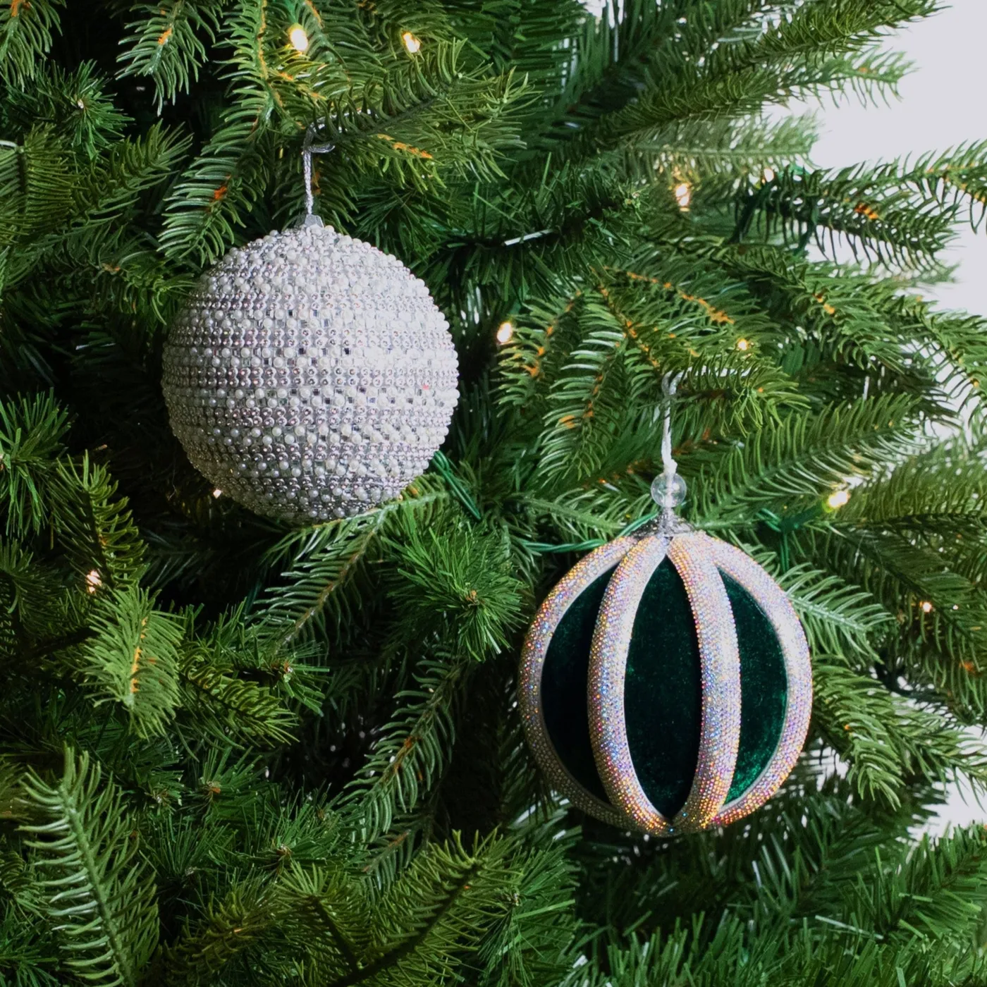 Emerald & Silver Opulence Ornament & Ribbon Bundle – The Christmas Palace