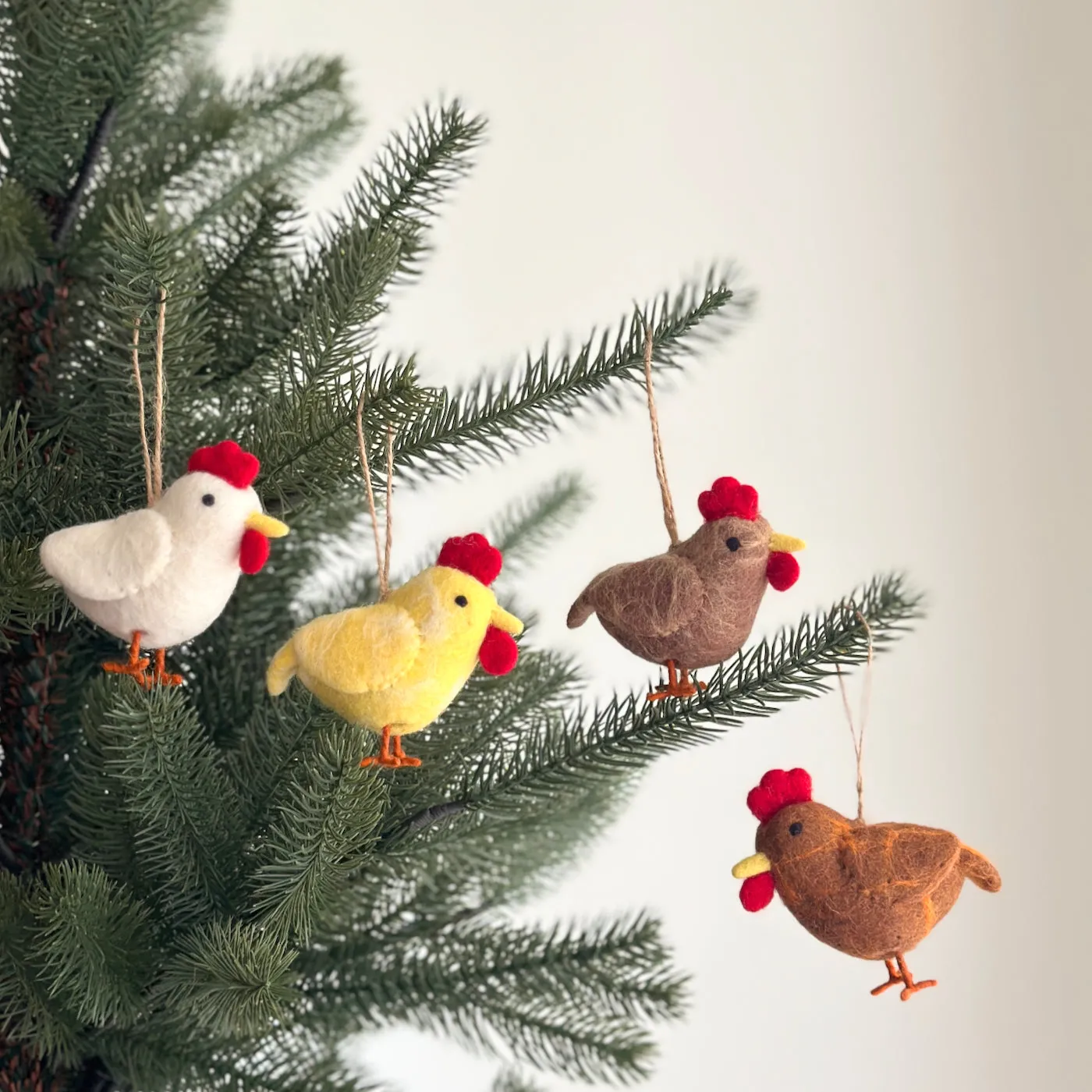Felt Chicken Ornament Brown