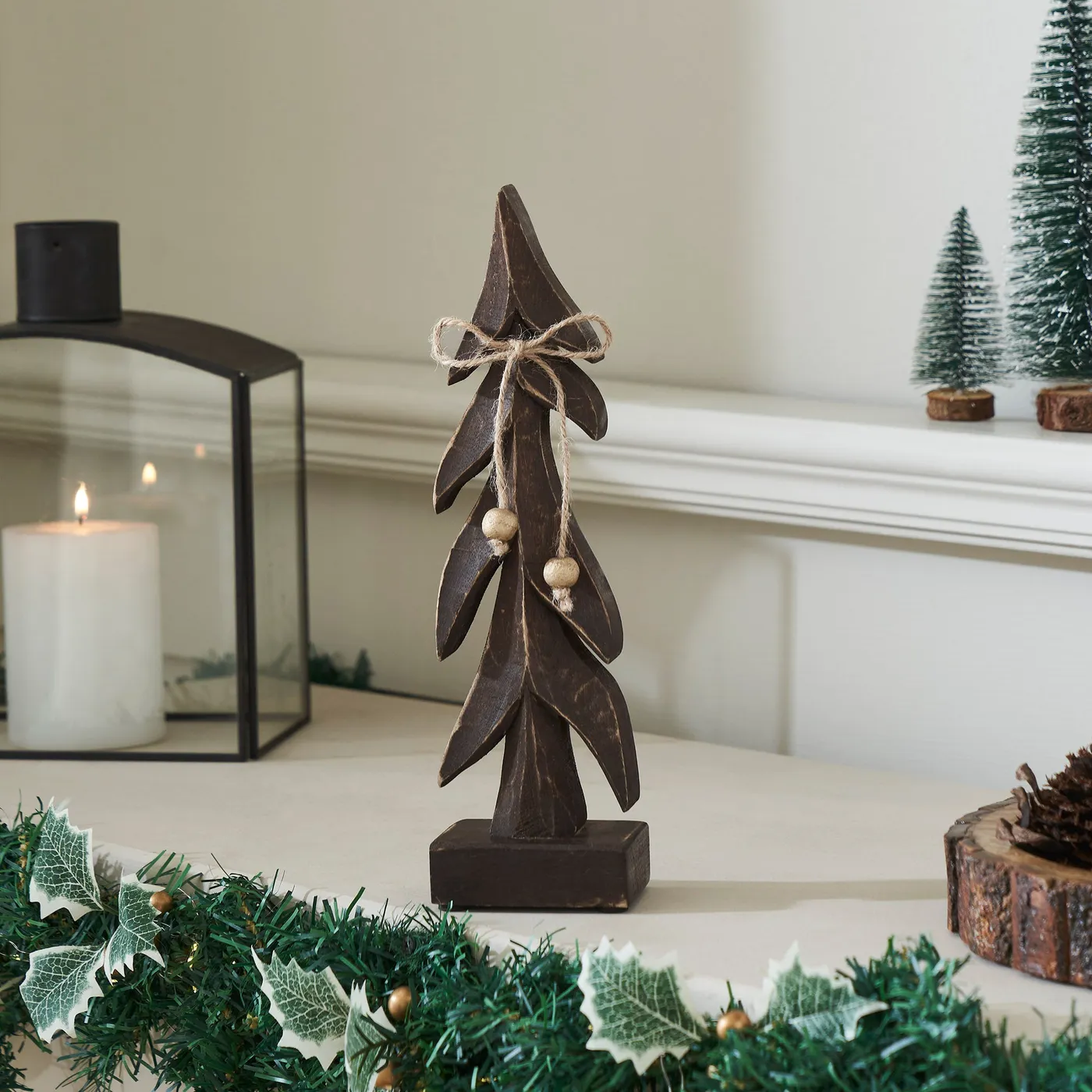 Festive Boughs Dark Wooden Tree - 11x3