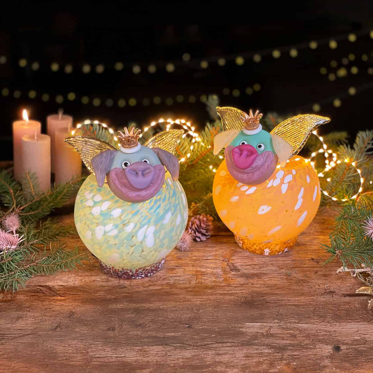 Festive Glass Piglet FELICITAS glass bowl - Glasstudio Borowski