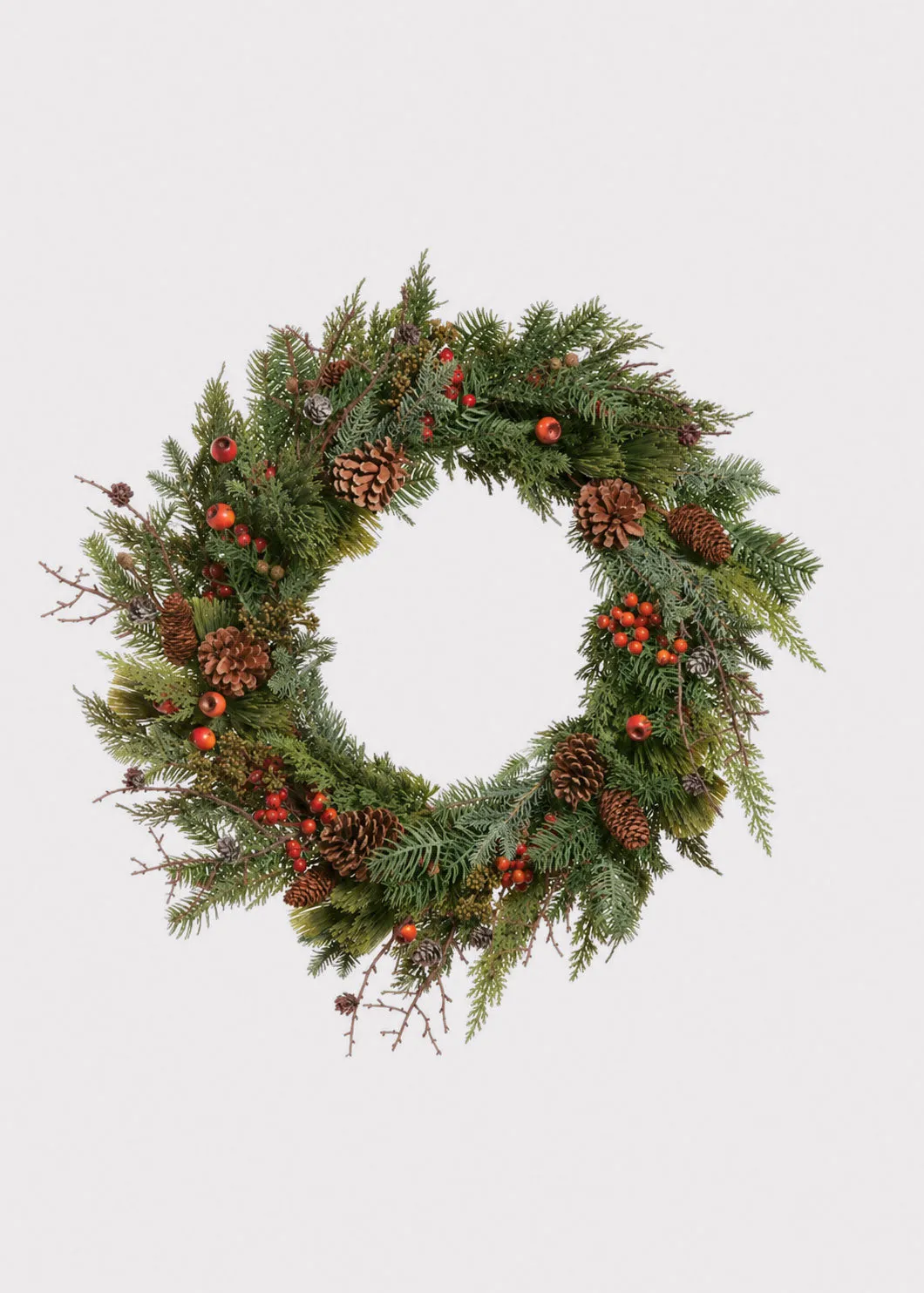 Festive Winter Pine and Pod Wreath - 24'