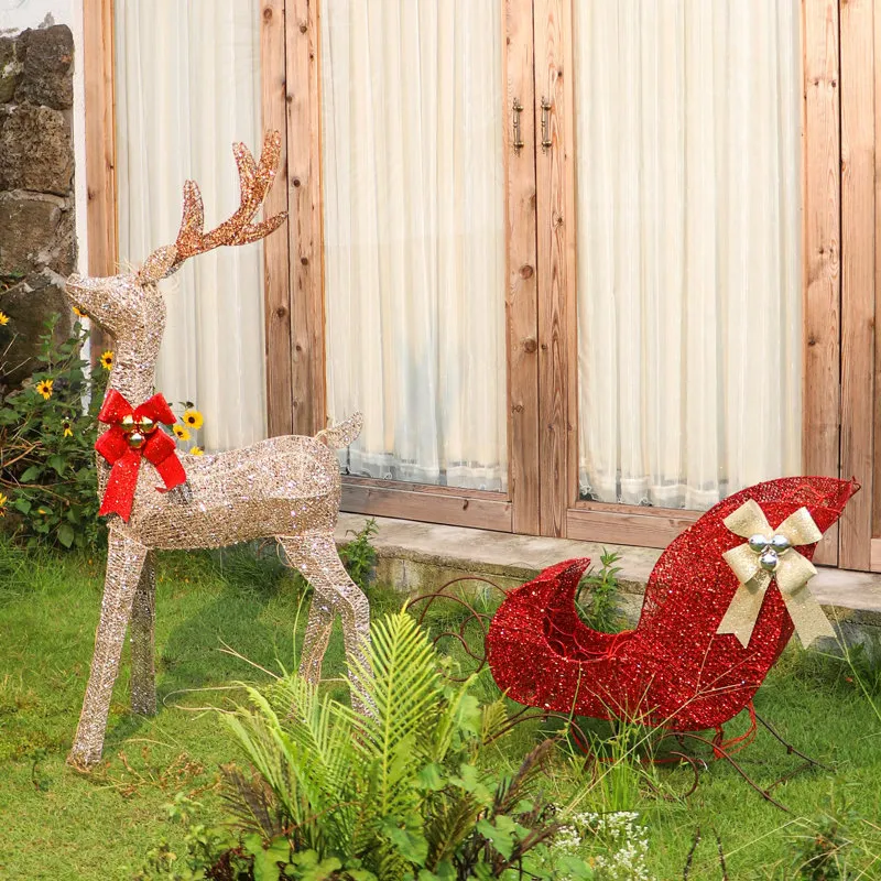 Front Porch Decor Christmas Decorations Outdoor Deer The Holiday Aisle®  Christmas Decorations Outdoor,lighted Reindeer Santa Sleigh, Pre-lit Xmas  Decor With Lights, Plug In For Festive Holiday Front