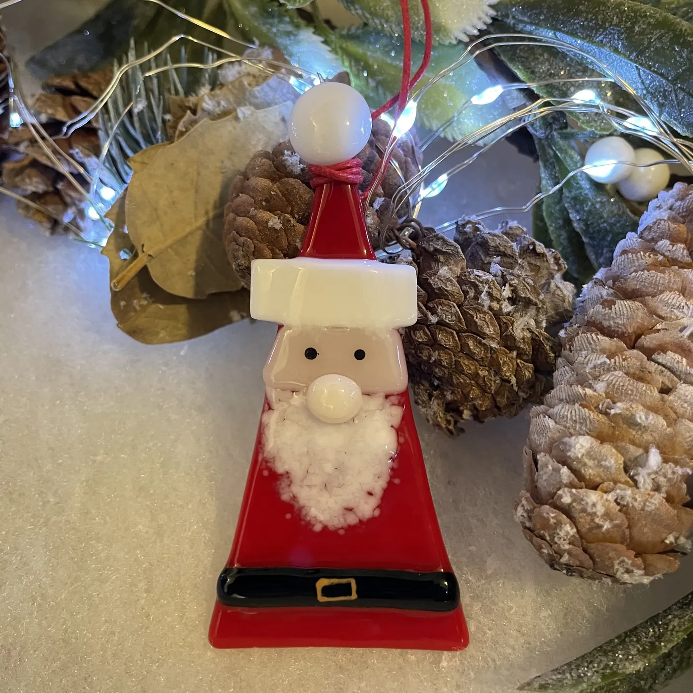 Fused Glass Santa Christmas Decoration