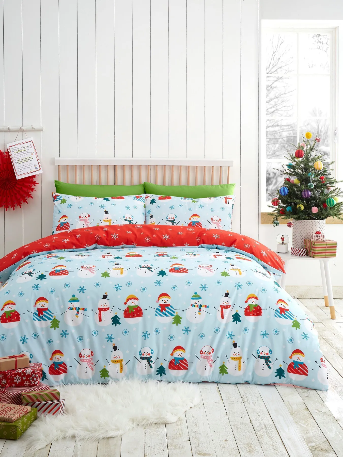 Fusion Christmas Snowman Duvet Cover Set - Duck Egg Double