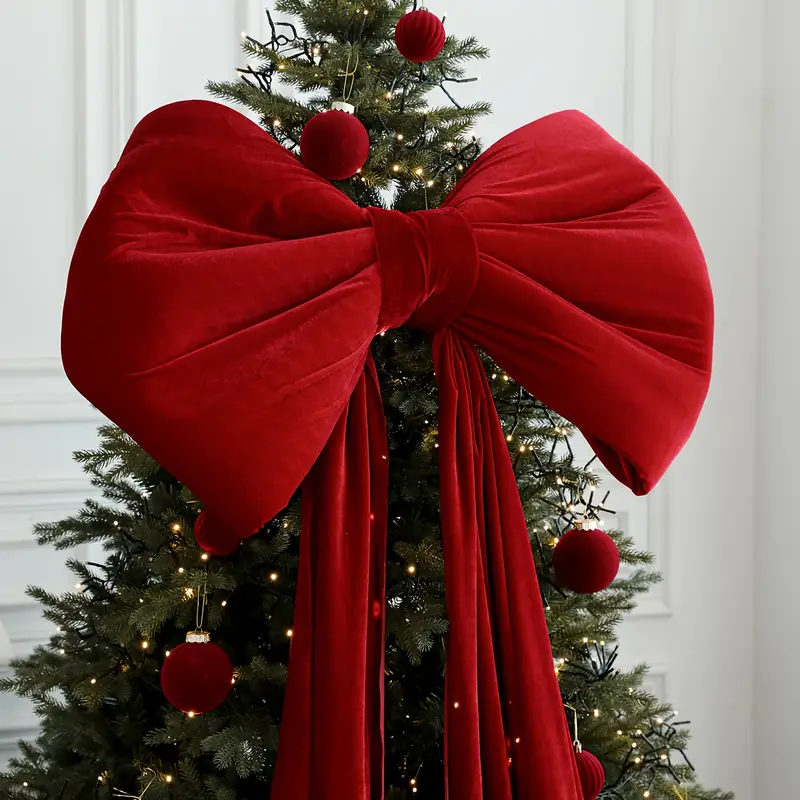 giant fluffy velvet christmas bow large elegant - Temu