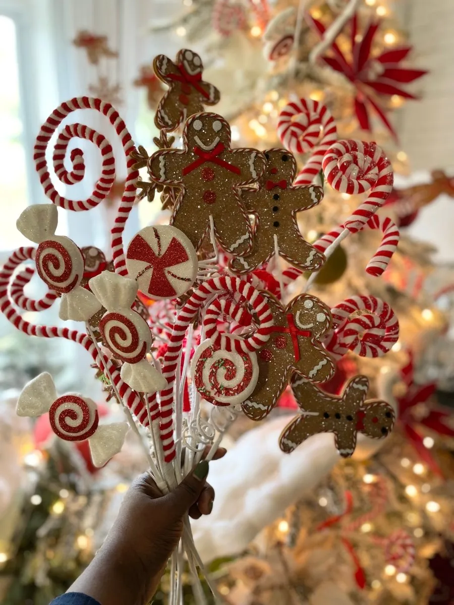 Gingerbread And Peppermint Candy Pick For Christmas Tree
