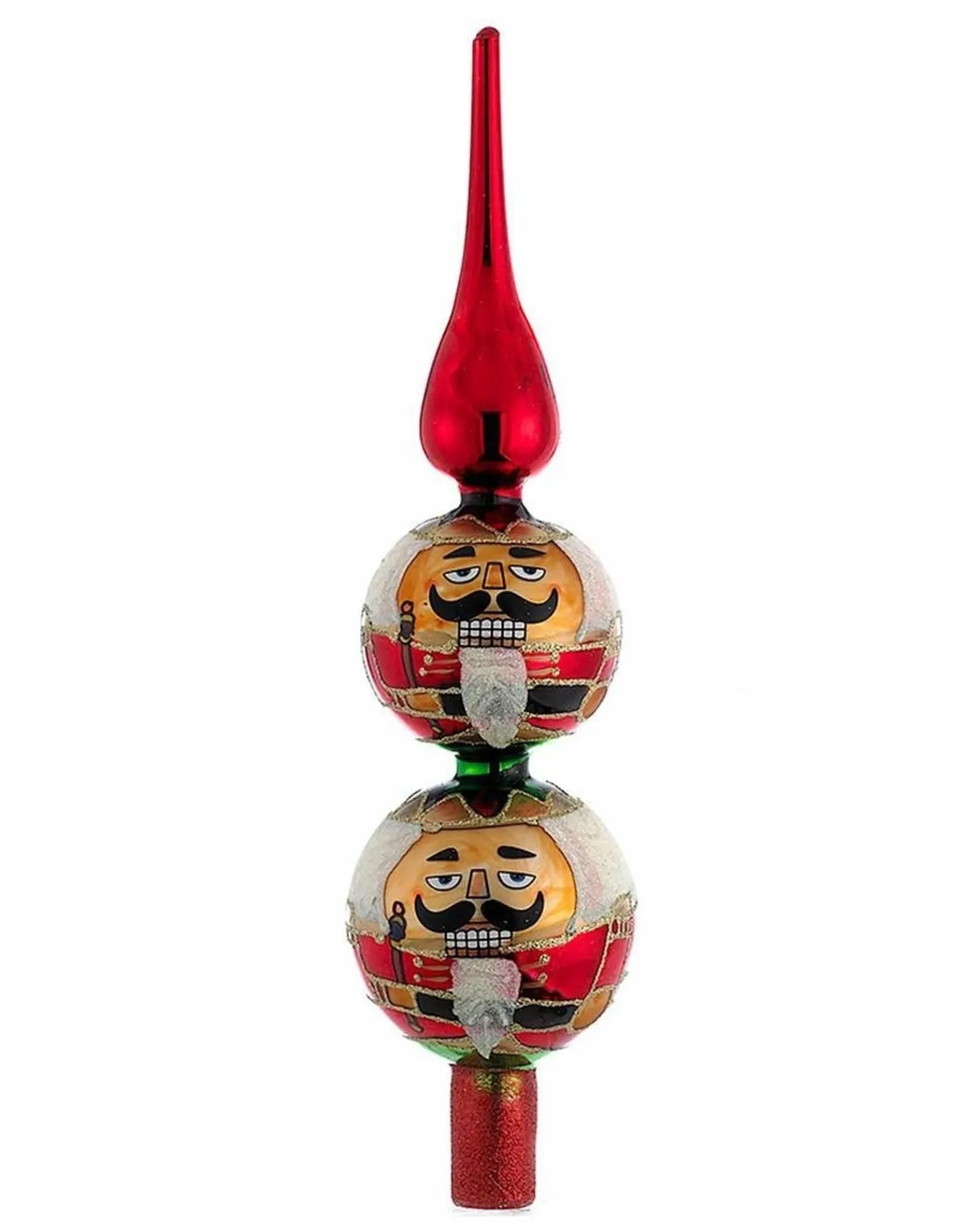 Glass Nutcracker Finial Christmas Tree Topper 13 inch - Digs N Gifts