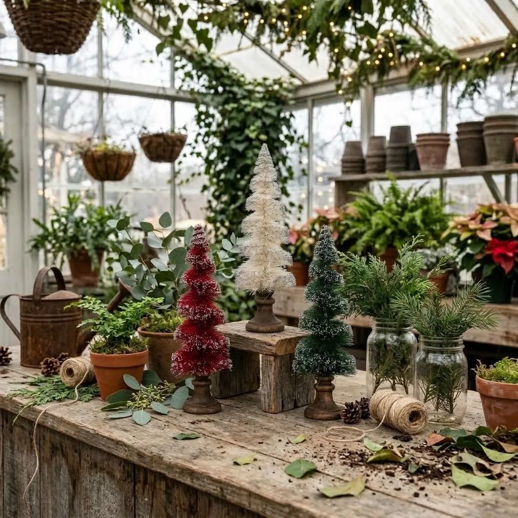 Glittered Spiral Bottlebrush Trees - Choose Color – Cotton & Crete