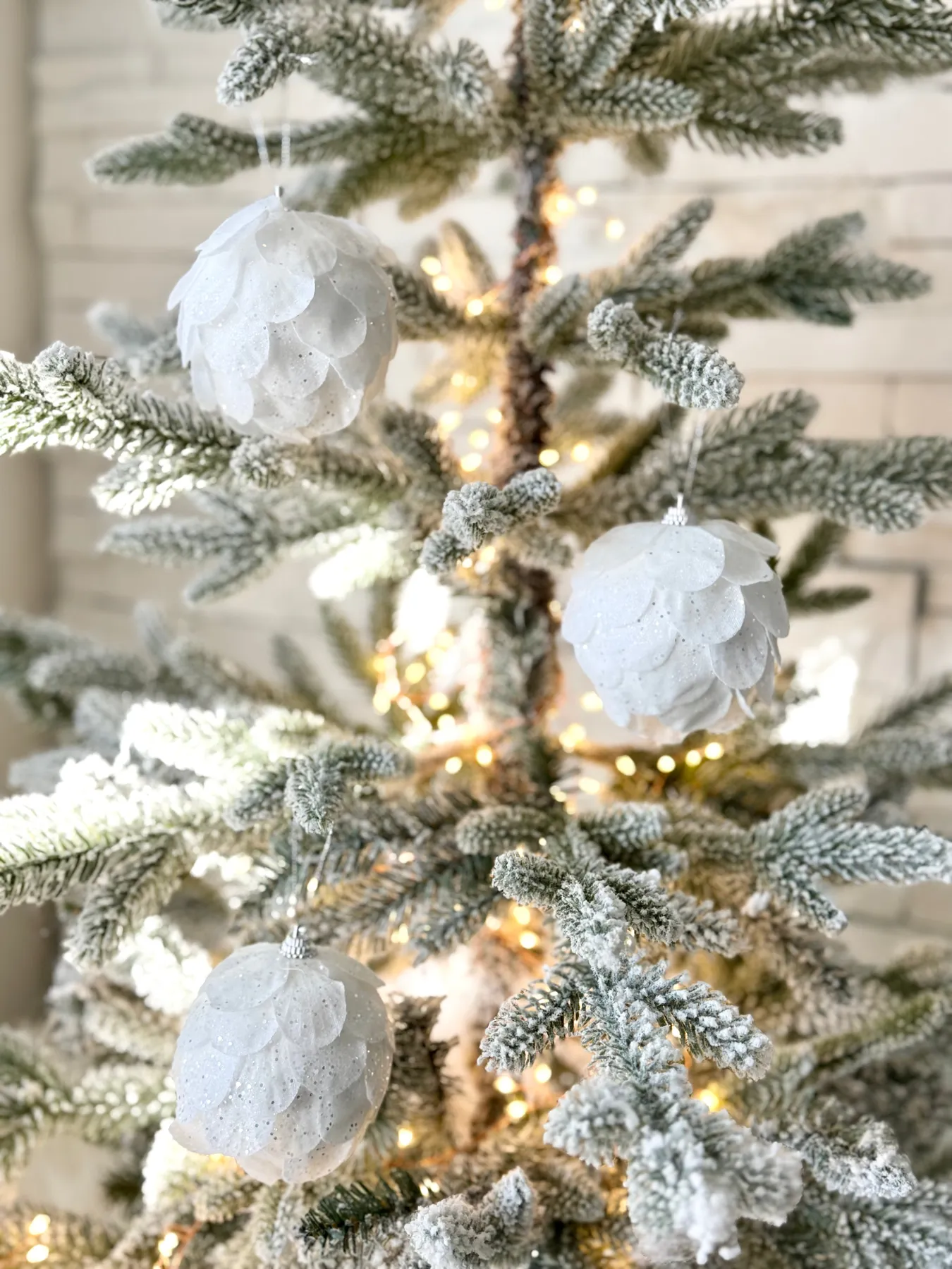 Glittering White Ornament Accents - Christmas Decor Set of 3 – DesignedBy  The Boss