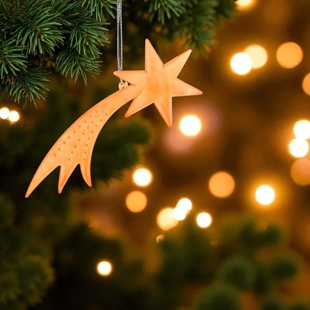 Glow in the Dark Orange Shooting Star Ornament
