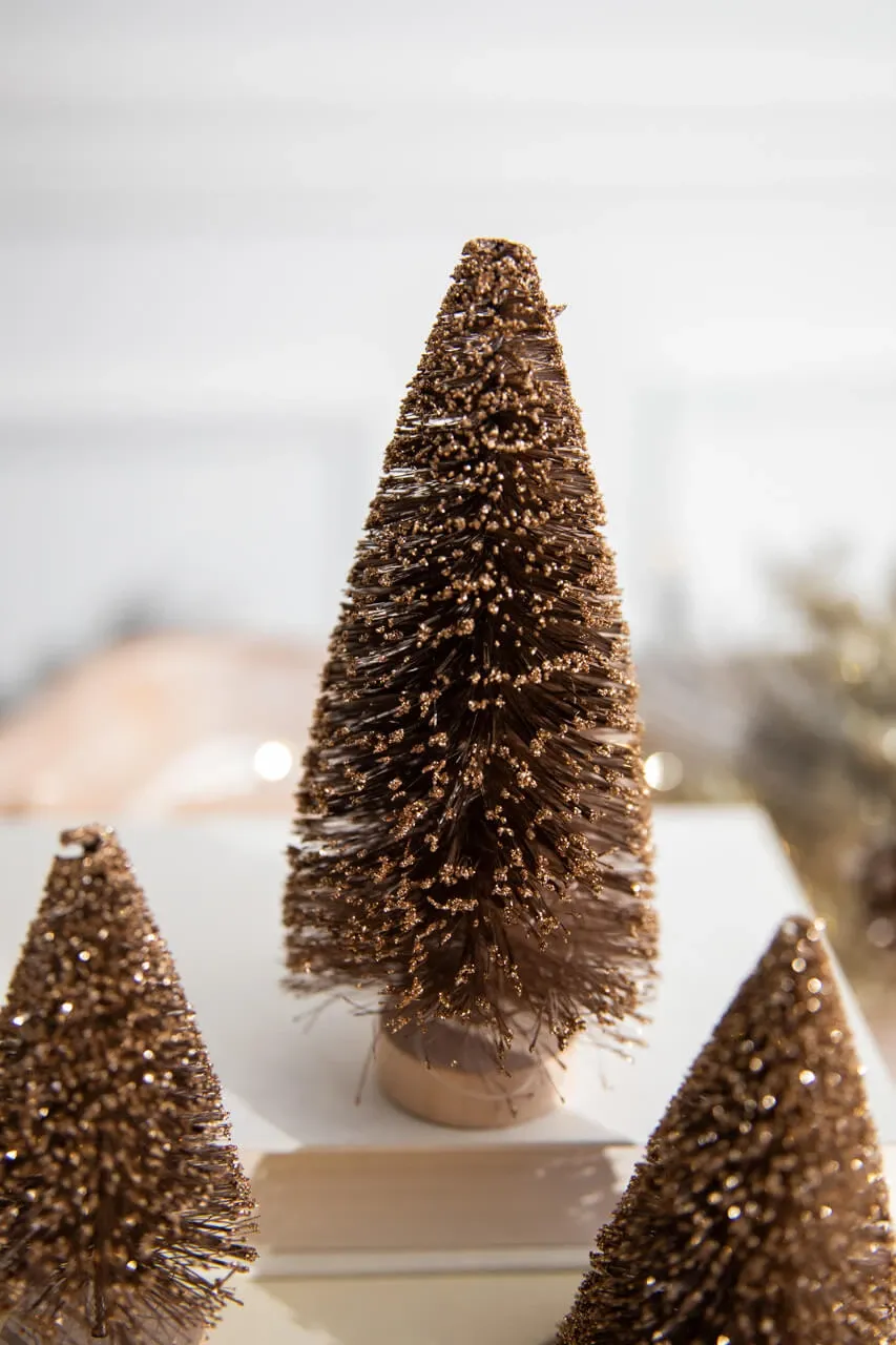 Gold Bottlebrush Tree Set of 3