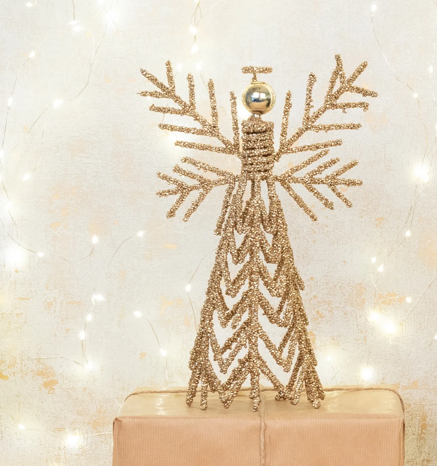 Gold Modern Christmas Tree Topper Modern Luxury Gold Metal Wire Christmas  Tree With Glowing Star Topper,