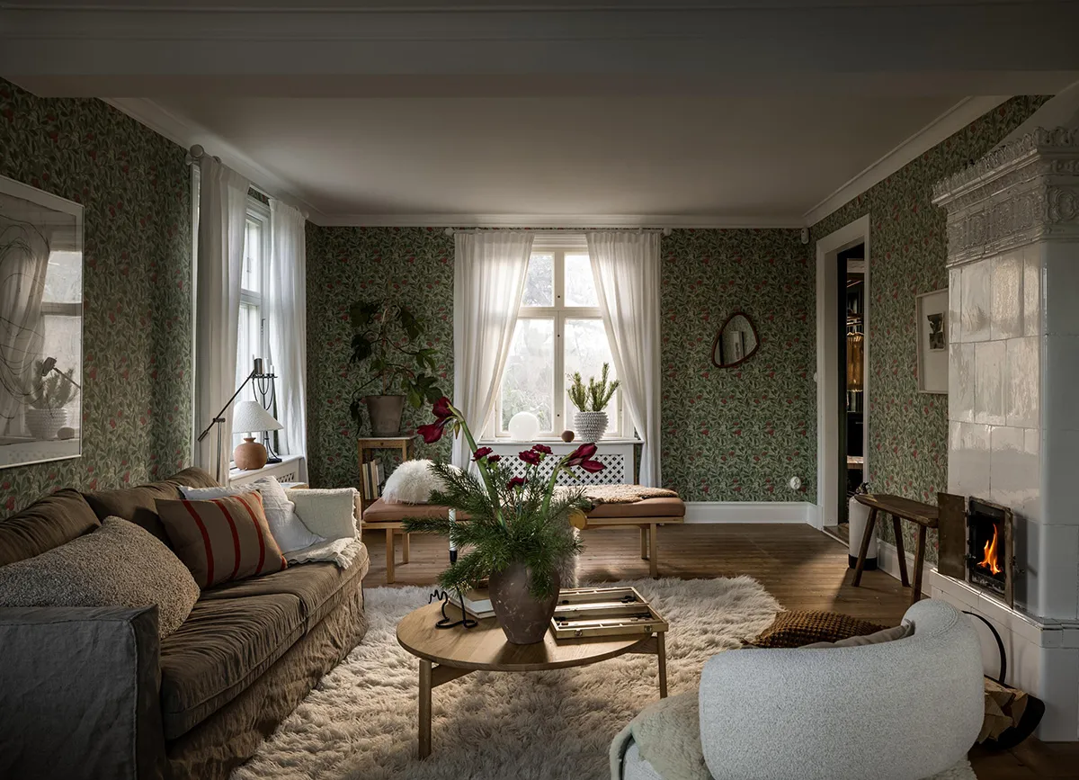 Green interiors and winter touches in decor: 1910 cottage in Sweden 〛 ◾ Photos ◾ Ideas ◾ Design